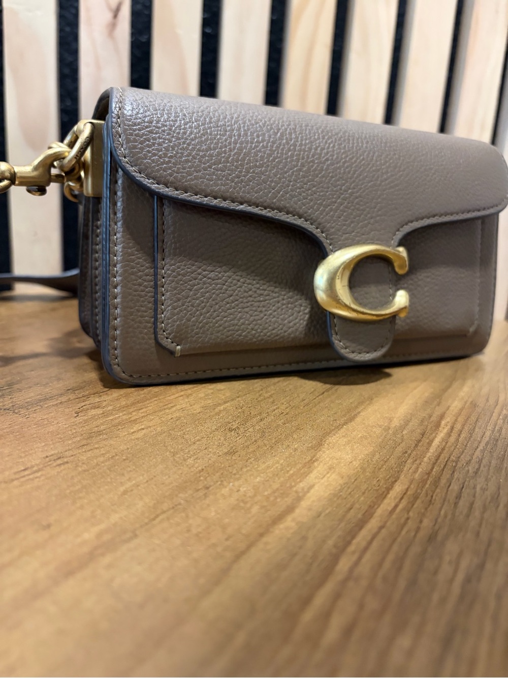 Coach Tabby Shoulder Bag 20 Polished Pebble Leather Brass Dark Stone